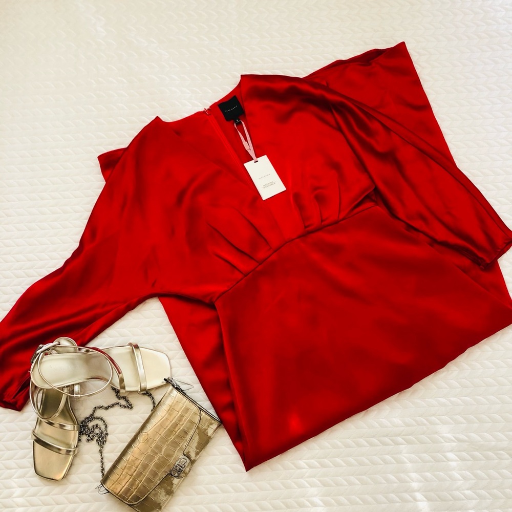 Alex Marie Vibrant Red Long Sleeve Dress